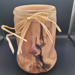 Hand Crafted Wood Vase 4.25 x 6.25 inches Rustic