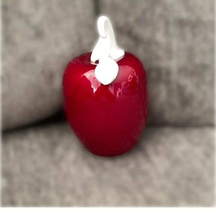 Large Handblown Red Glass Apple Paperweight