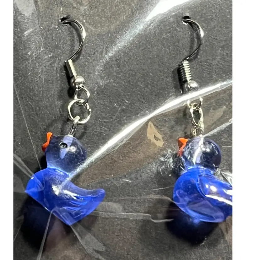 Dark Blue Duck Earrings Made By Me