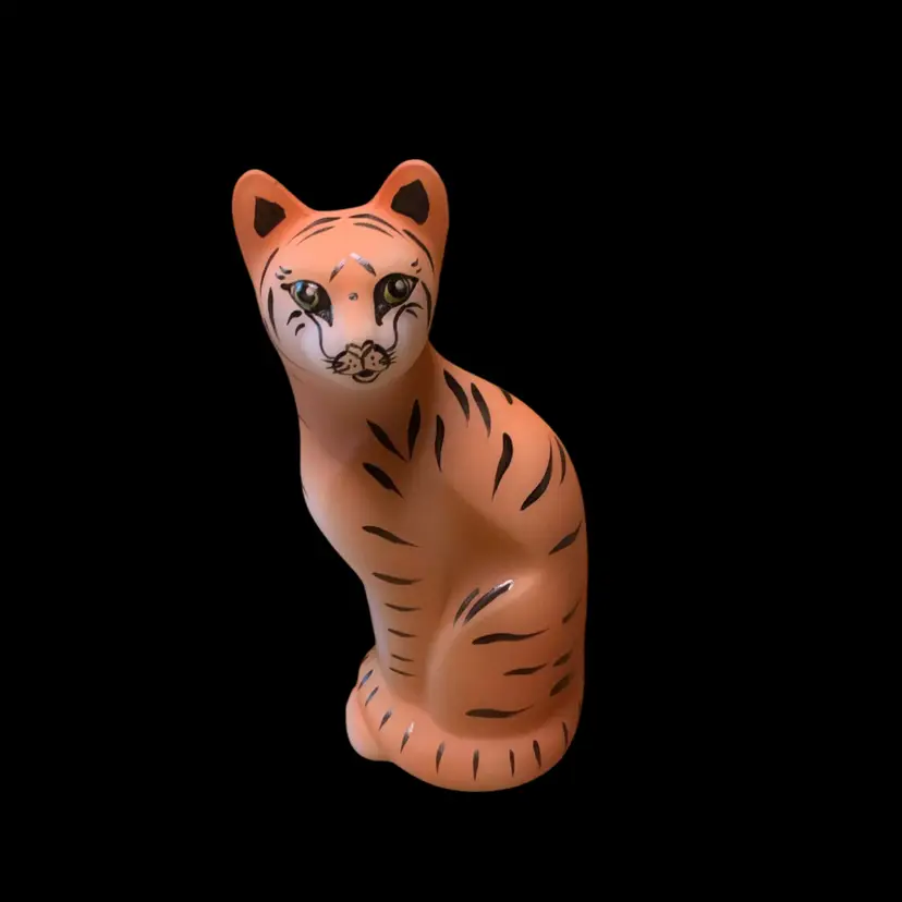 Fenton Art Glass Jungle Series Satin Hand Painted Tiger Cat 5" Figurine Signed