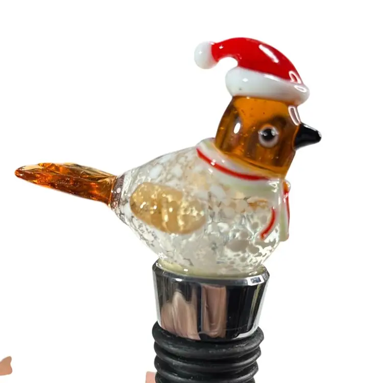 The Christmas Store Glass Bird Wine Stopper 4” x 2”