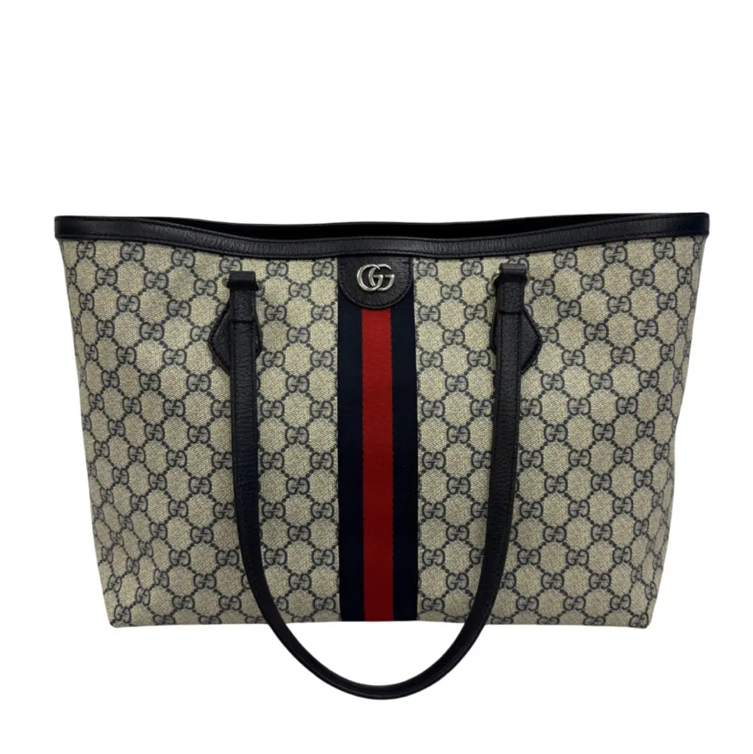 Gucci Navy/ Red Webbed Ophidia Tote