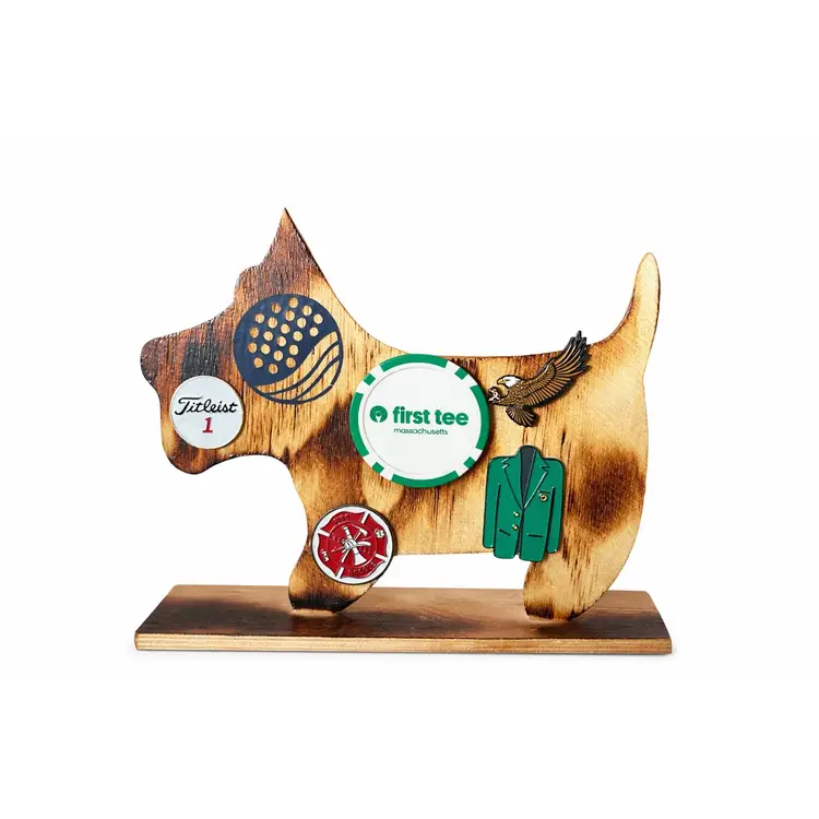 Wood Dog Magnetic Golf Ball Marker Display Desktop