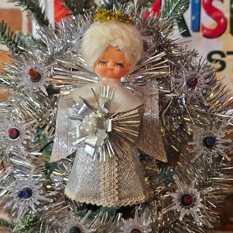 Vintage Holiday Home Silver ANGEL Christmas Tree Topper DOES NOT WORK