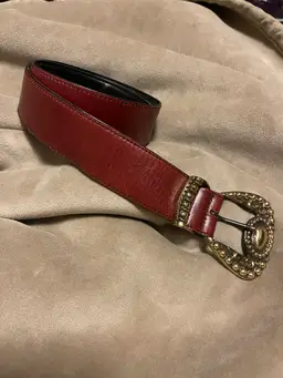 Avignon Brown Leather Belt with Gold Buckle