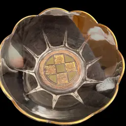 Georges Briard Crystal Bowl 8” Olive And Gold