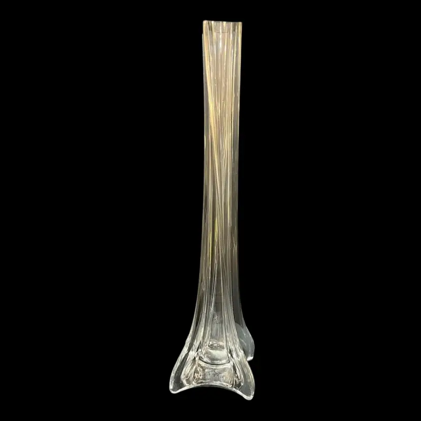 Eiffel Tower Twisted Clear Art Glass Vase *Glows* ~15.75β x 3.75β x 3.75β