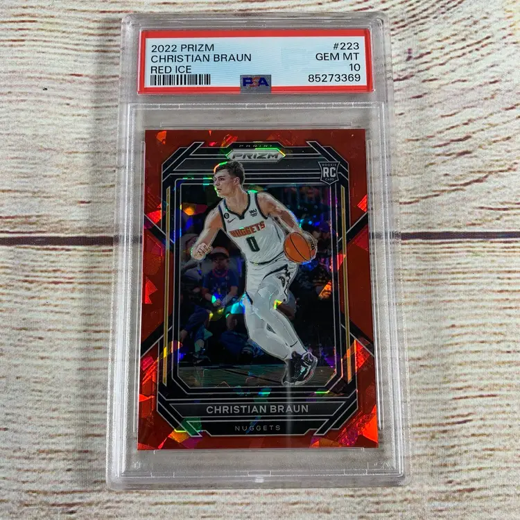 2022-23 Panini Prizm Christian Braun Rookie Red Ice PSA 10 Gem Mint #223 Nuggets