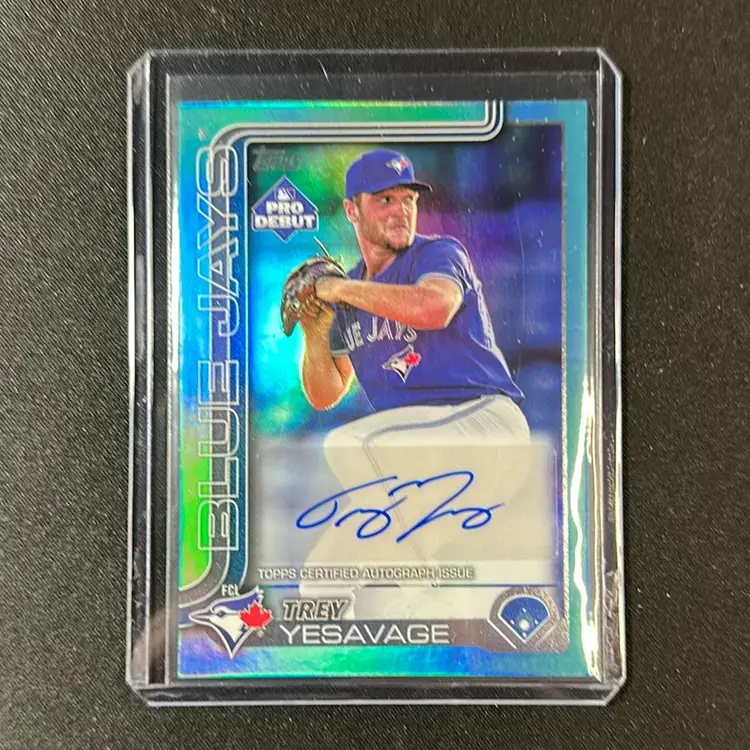 Trey Yesavage 2025 Topps Pro Debut Aqua Foil Auto /75 Toronto Blue Jays