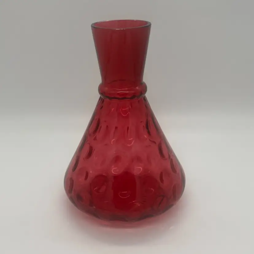 Hobbs Brockunier Glass Cranberry Optic Dot Inverted Thumbprint Bottle Decanter
