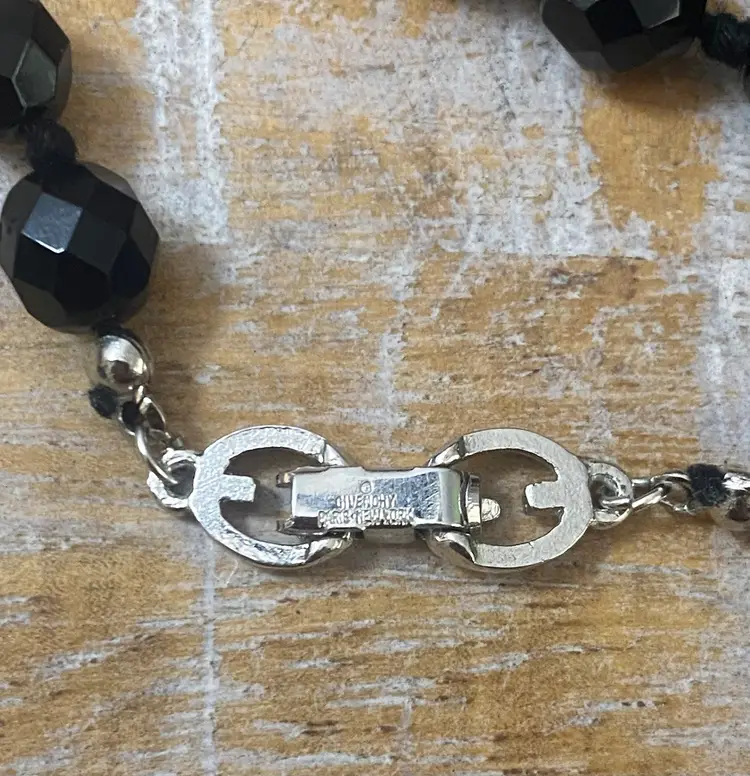 112. Vintage 1970s Givenchy Paris New York Glass Necklace and Post-back Earrings set