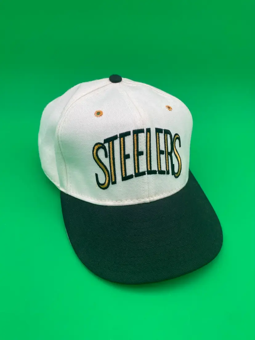 Annco Vintage Size 7.5 White Team NFL Double Logo Pittsburgh Steelers Fitted Hat