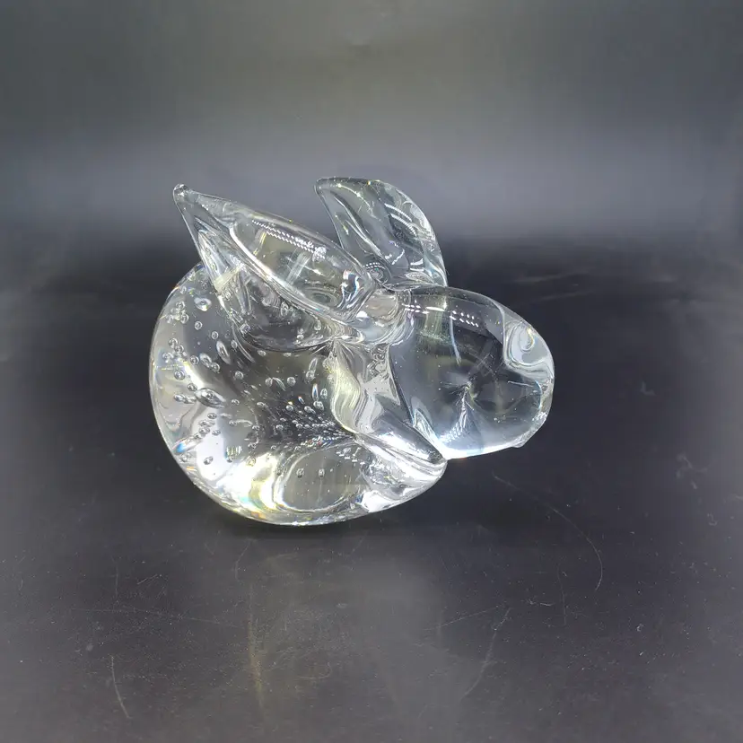 Hand blown Clear Glass Bunny Rabbit Paperweight Figurine Bullicante