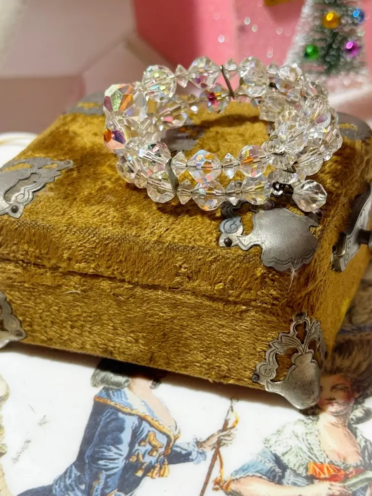 Vintage Ab Memory Wire Wrapped Bracelet