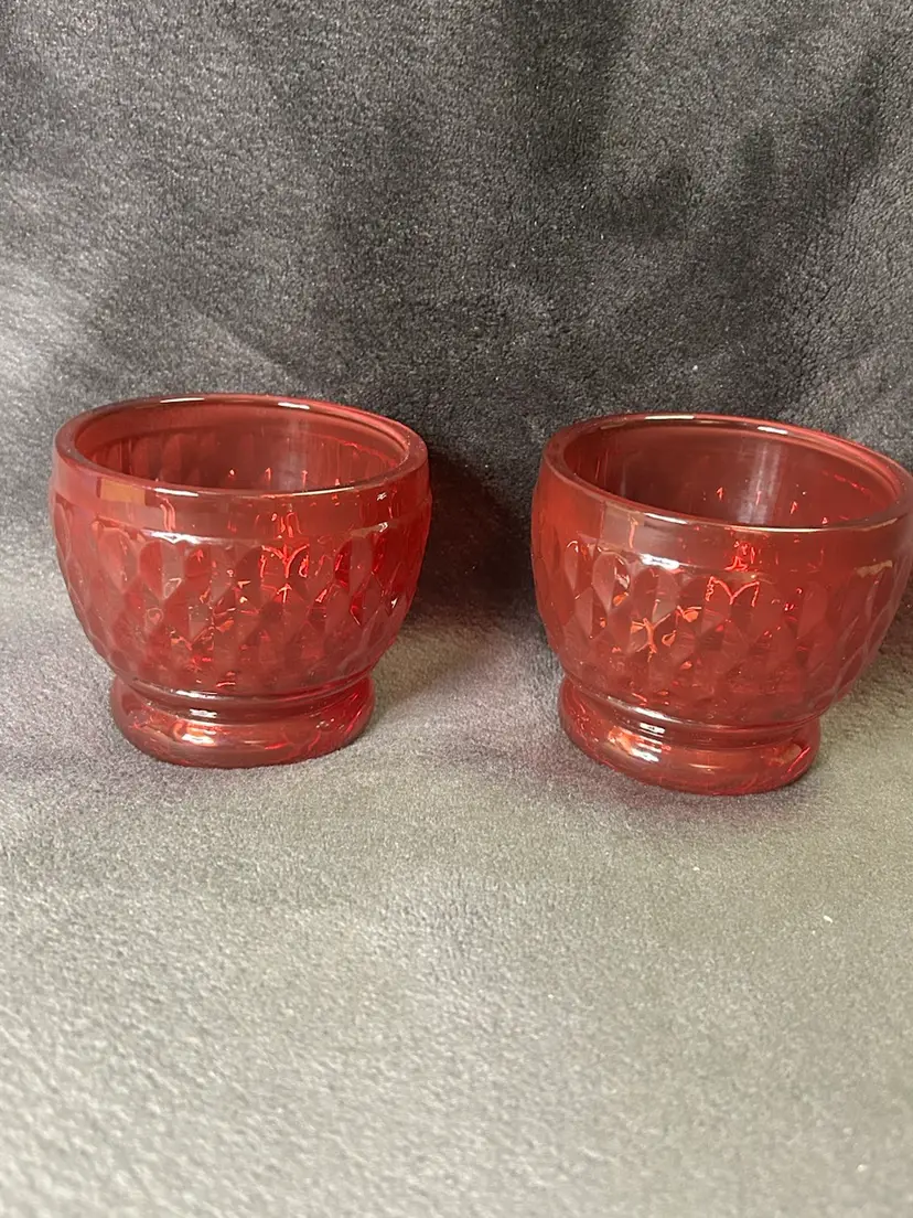 Set Of Two Villeroy & Boch Boston Red Double Old Fashioned Glasses Crystal