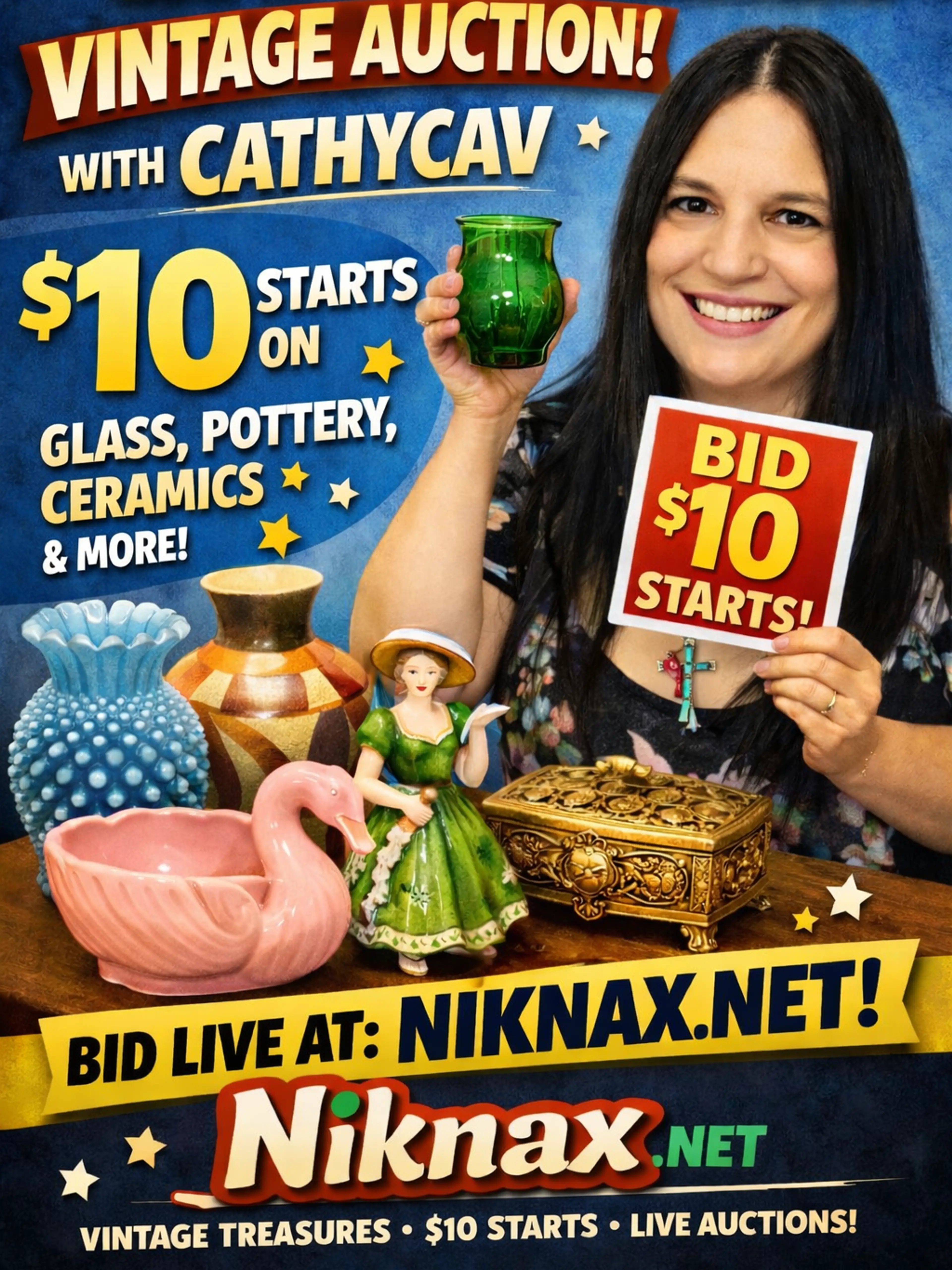 All $10.00 Starts! Glass, Pottery, Ceramic, Knicknacks & More