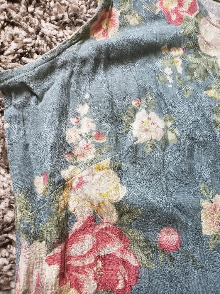 Vtg 90s K Studio Cottage Core Sleeveless Maxi Dress Floral Roses