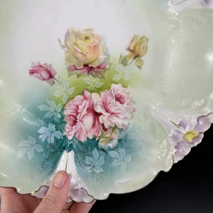 RS Prussia Unmarked 12” Global Porcelain Serving Plate