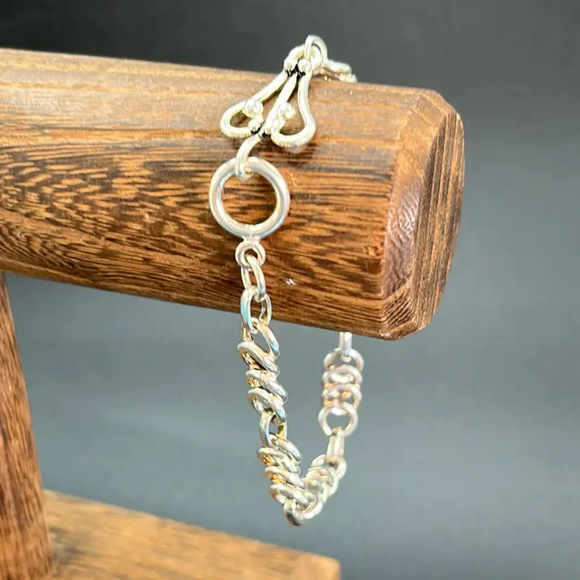 Silver Bracelet With Hook Closure, 7 1/2” Long