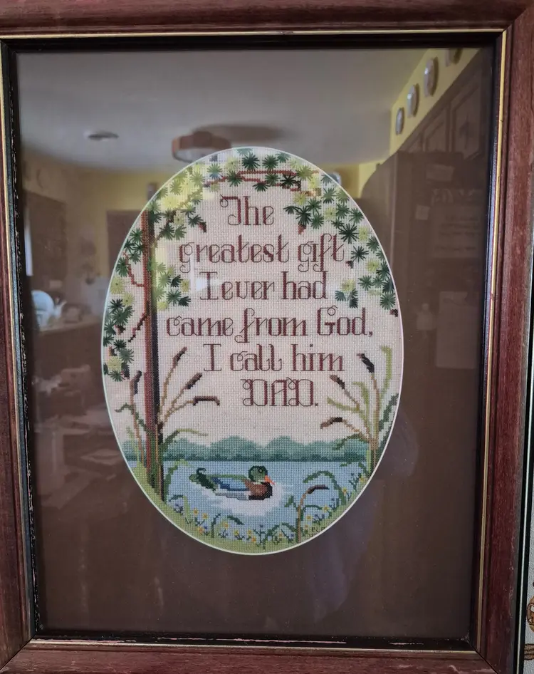 Handmade Framed Father's Day Cross Stitch Gift made by Me
