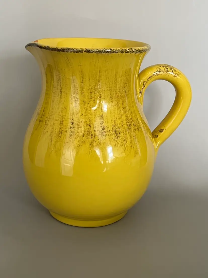 Umbria Handmade Glazed Yellow Terracotta Jug Pitcher 7"
