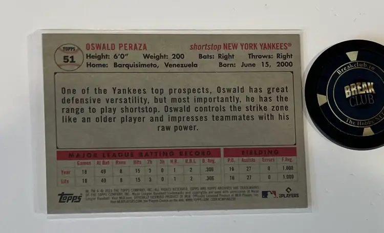 Oswald Peraza RC Archives New York Yankees