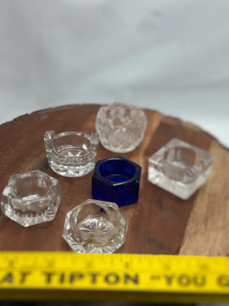 Vintage Mixed Lot Salts Salt Cellars Paperweight Marble Stands Risers