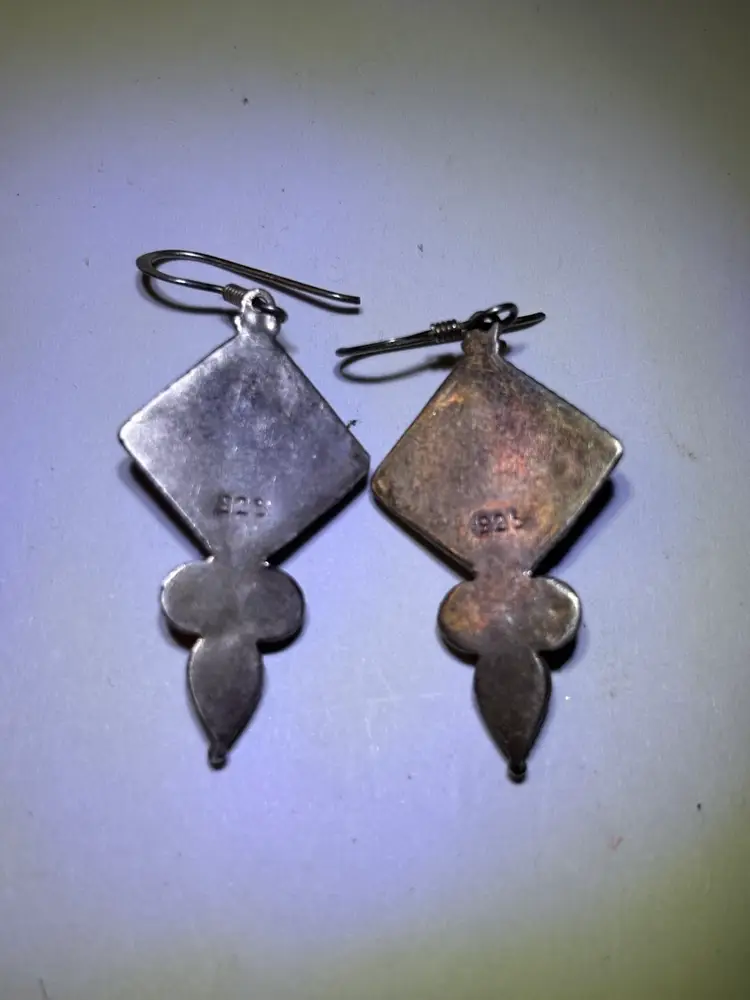 Sterling Silver and Turquoise with Coral Dangle Earrings