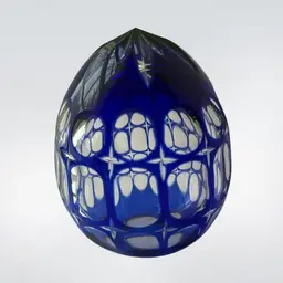 Vintage Bohemian Cobalt Blue Cut-to-Clear Crystal Egg