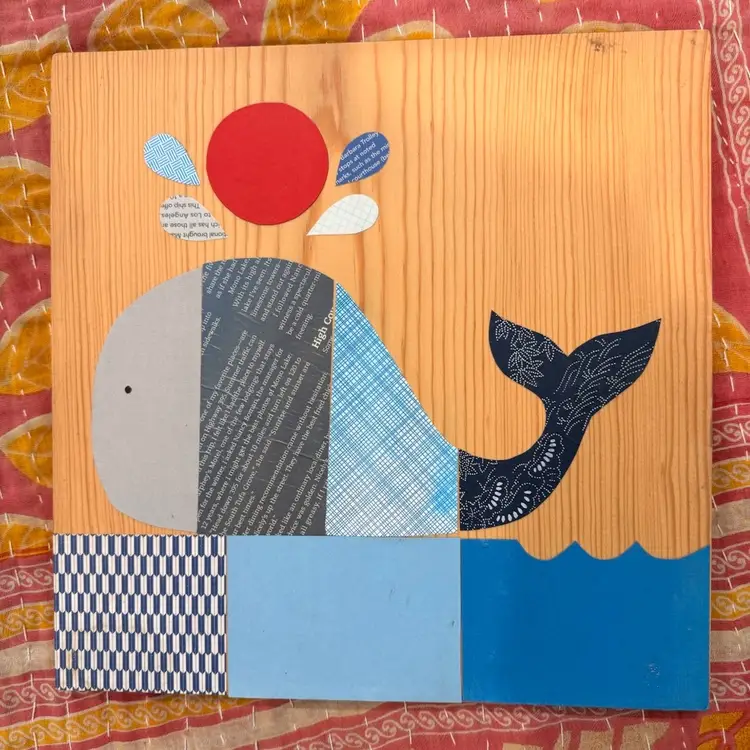 Made By Me! Whale Collage Wood Wall Art