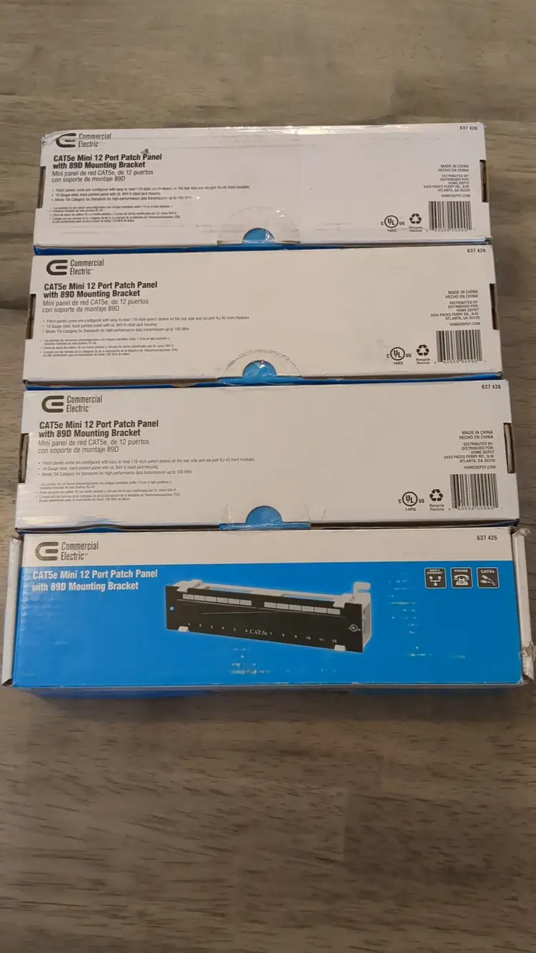 Commercial Electric Cat5e 12 Port Patch Panel Lot Of 4