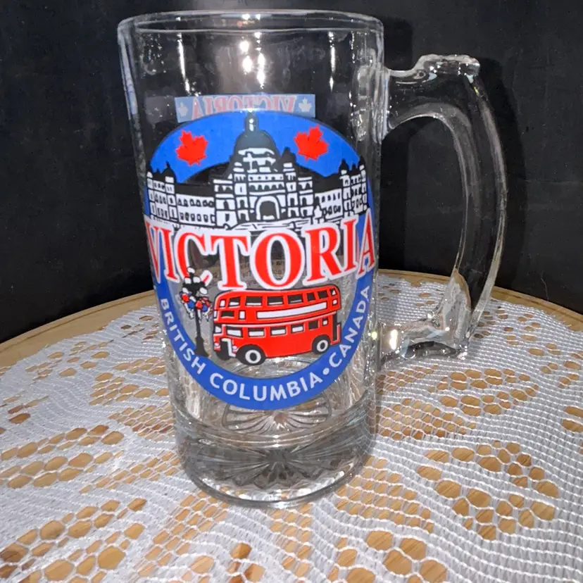 Vintage Glass Beer Mug/Stein With Souvenir Design For Victoria, British Columbia, Canada-1970s