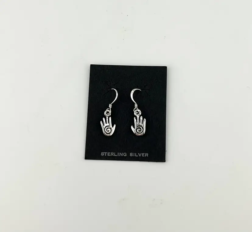Vintage Sterling Silver Healing Hand Pierced Earrings 1β