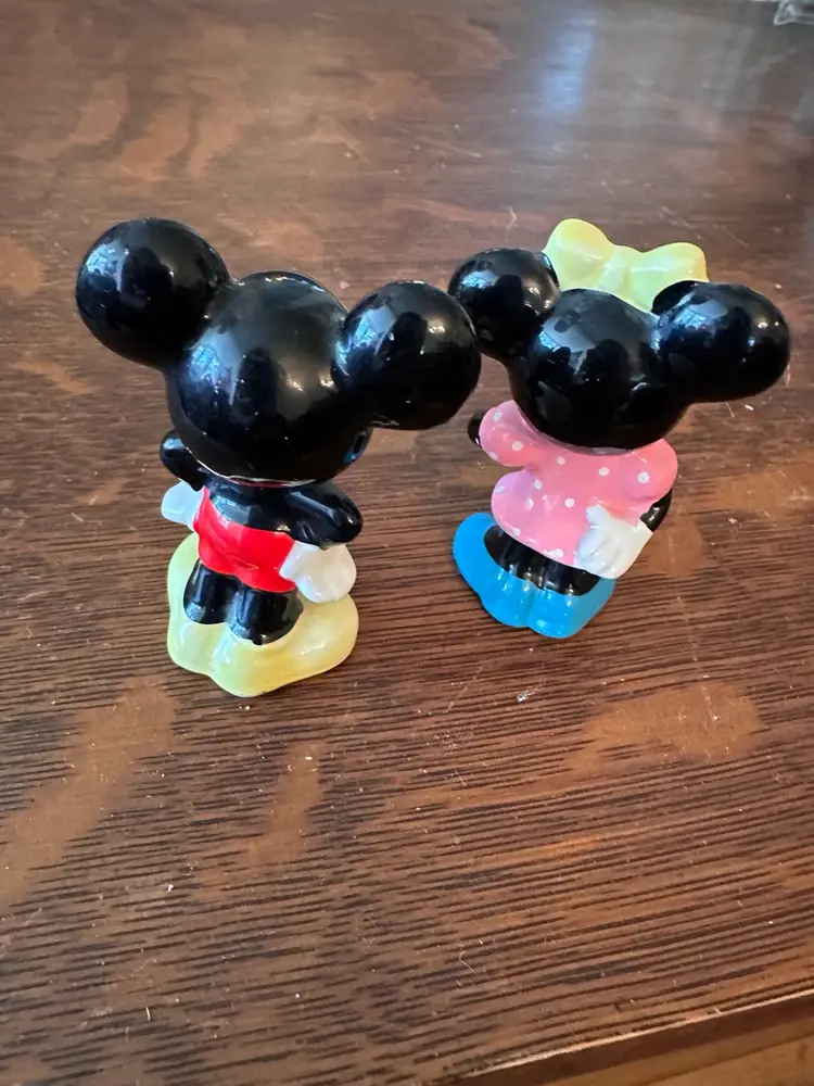 Walt Disney Productions Made In Japan 3 Inch Mickey & Minnie Figurines