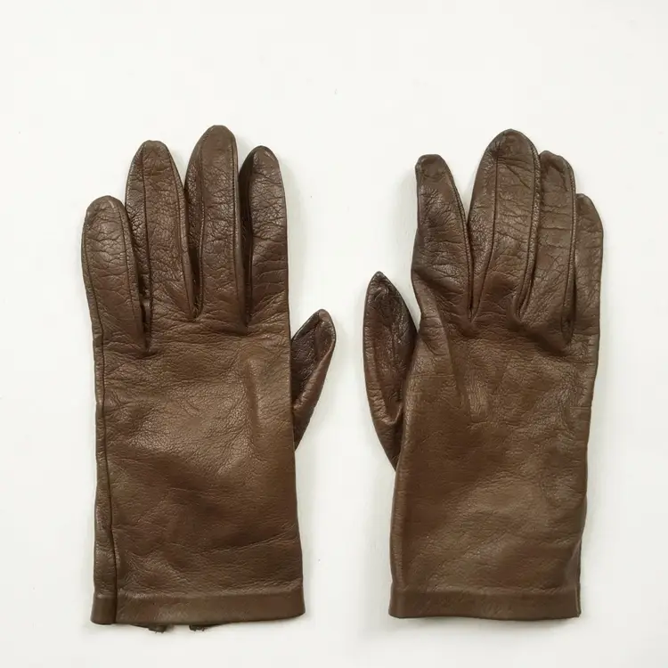 Vintage Brown Leather Size 7 Gloves Italy