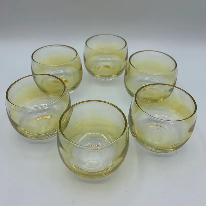Yellow Iridescent Rolly Polly Drink Glasses Set of 6