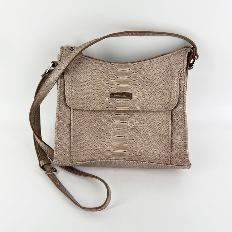 Liz Claiborne Gray Taupe 9"x7"x3.25" Faux Snake Skin Handbag Shoulder Bag
