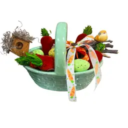 06 Vintage Ceramic Up, Cycled Easter Basket Basket, Spring Decor