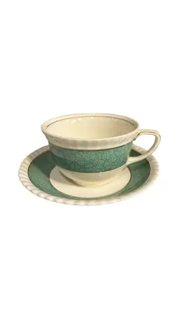 Johnson Brothers Powder Border Green Teacup And Saucer