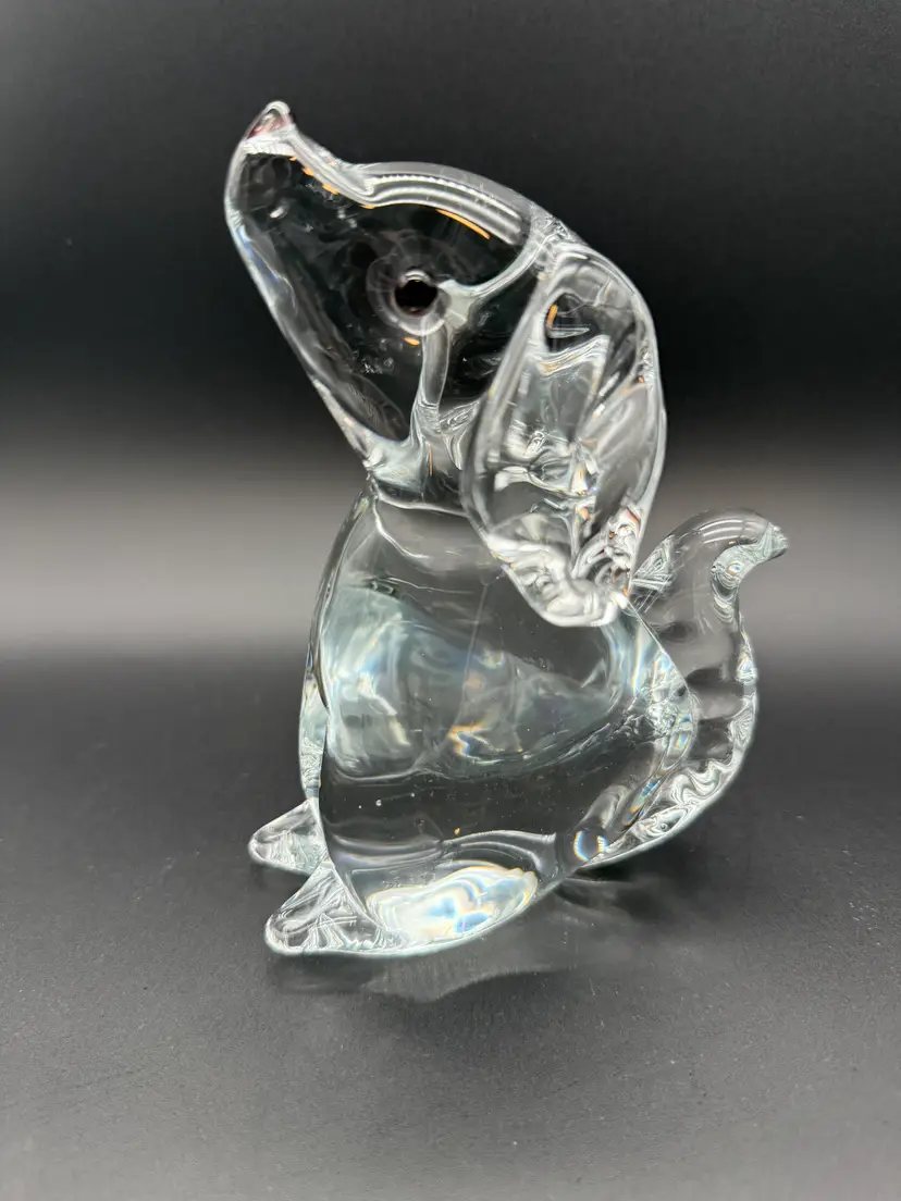 FM Ronneby Konstglas Sweden Dog Figurine M575 UV Reactive