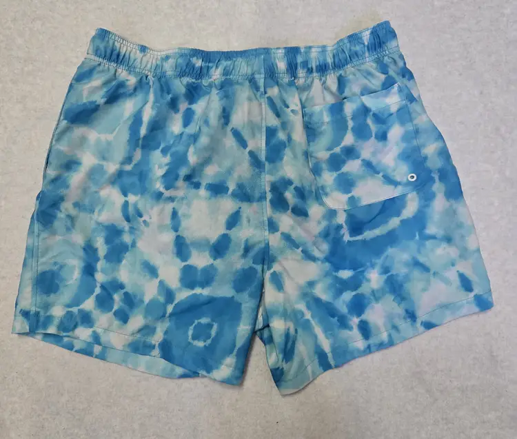 Speedo Mens Swim Trunks XXL Blue Tie Dye Pockets Mesh Liner