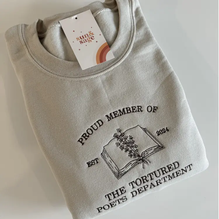 Embroidered Tortured Poets Department Sweatshirt | Poetry Crewneck | TTPD Taylor Swift Gift