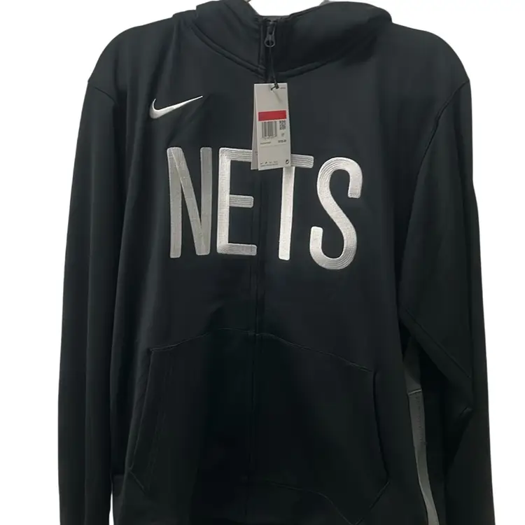 New $155 NIKE NBA BROOKLYN NETS DRI-FIT SHOWTIME FULL-ZIP HOODIE Large
