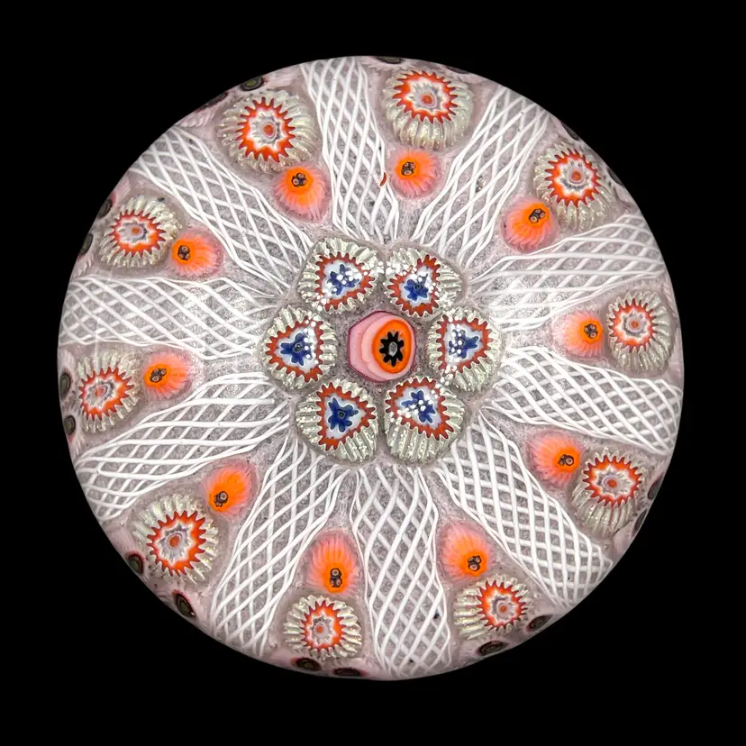 Strathearn Radial Art Glass 10 Spoke Zanifirico Garza Millefiori Paperweight