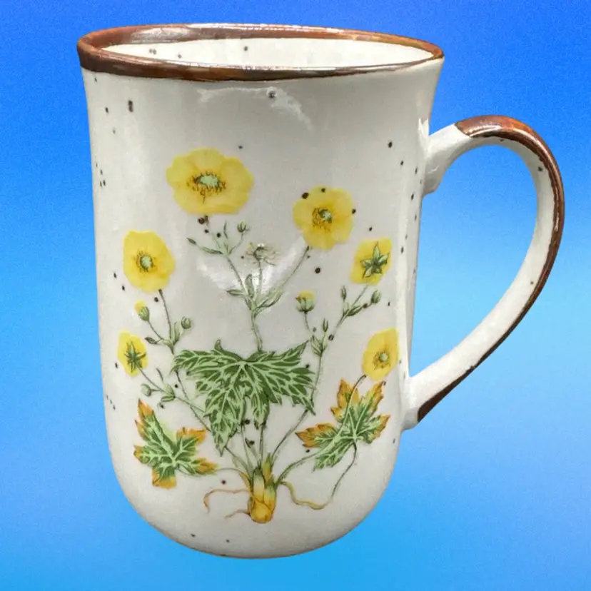 (5) VTG Otagiri Japan Speckled #104 Buttercup Mug/ Cups Floral Coffee Ex Cond