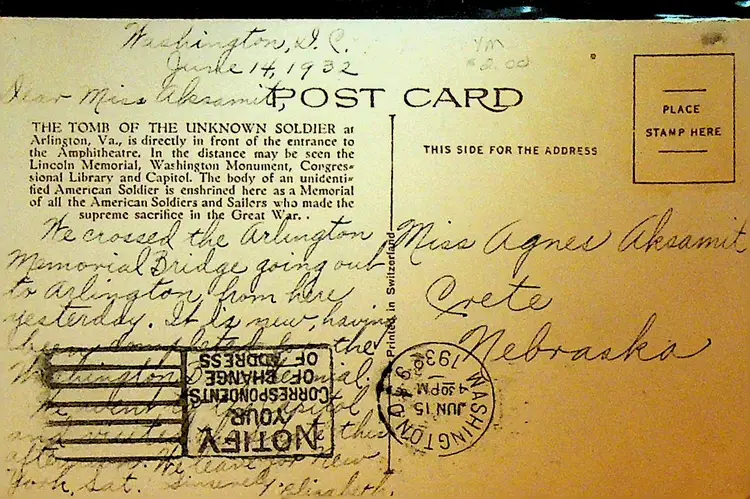 Tomb of the Unknown Solider Arlington Va Linen Postcard