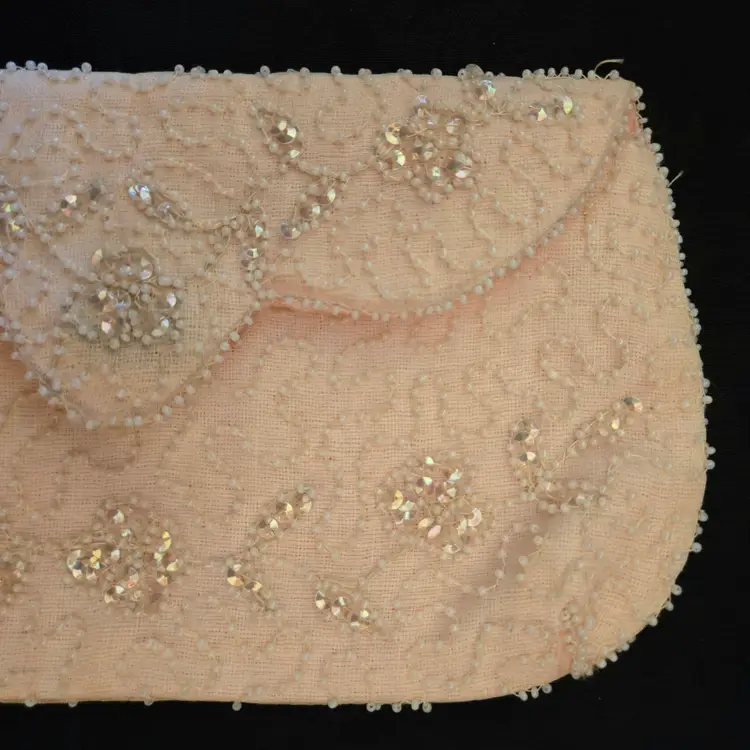 Beaded Snap Clutch Bag Handmade in Belgium for Bloomingdales 1950’s 4¼" × 7⅝" Vintage