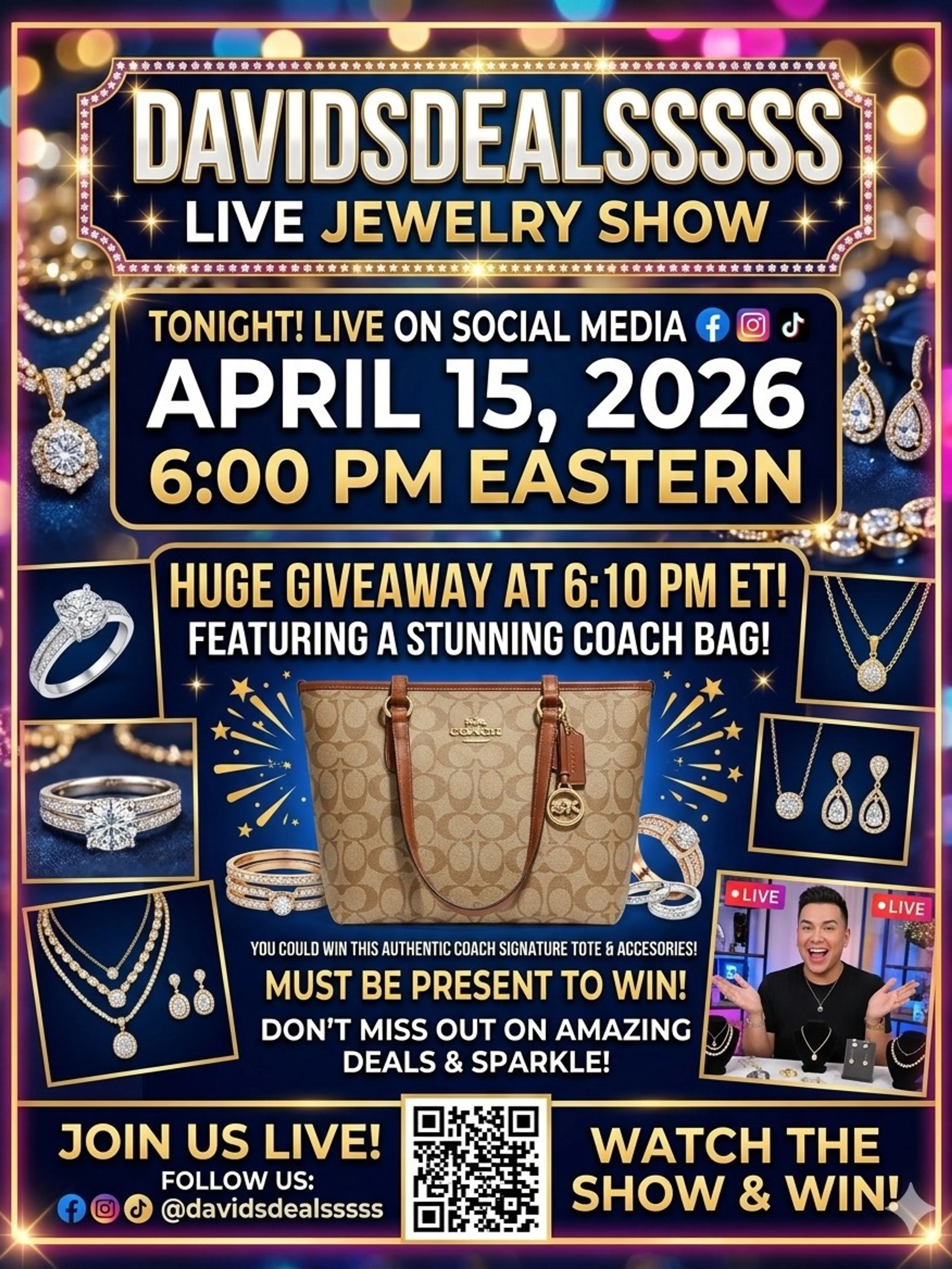 Live Jewelry Show With 6:10pm Eastern Coach Bag Giveaway 