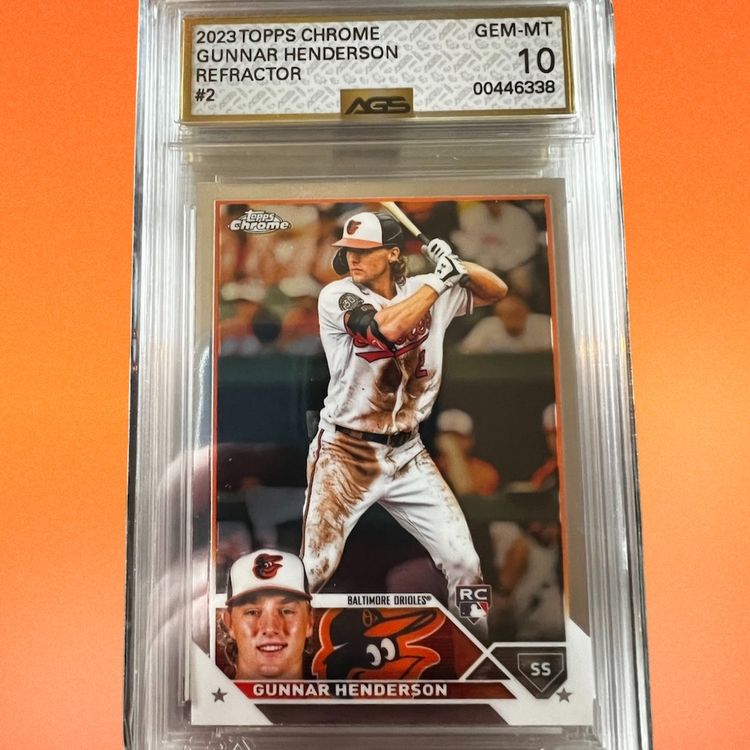 Gunnar Henderson RC 2023 Topps Chrome Refractor AGS 10