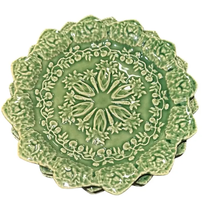 Set of 3 Bordallo Pinnhero Rabbit Carrot Green Salad Plates - NWT - 8” Diameter